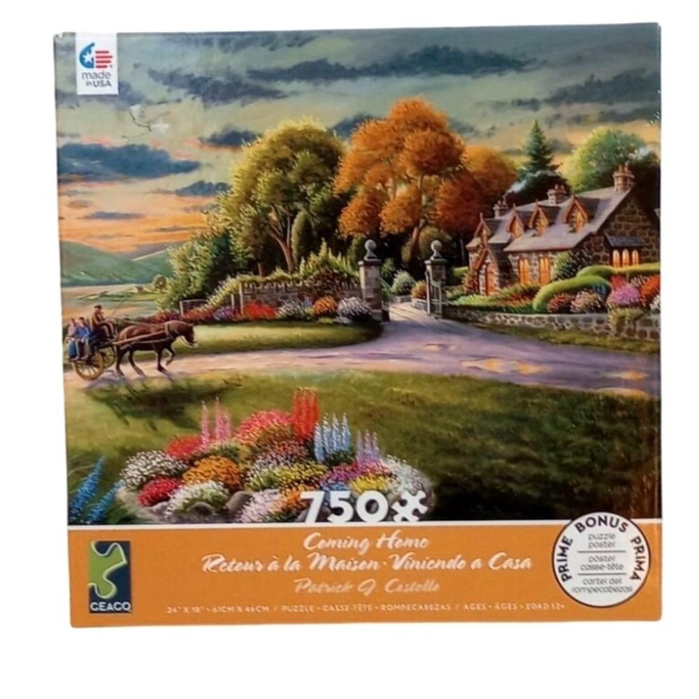 3🧩$20 750 Piece Jigsaw Puzzle "Coming Home" Patrick Costello Manor house